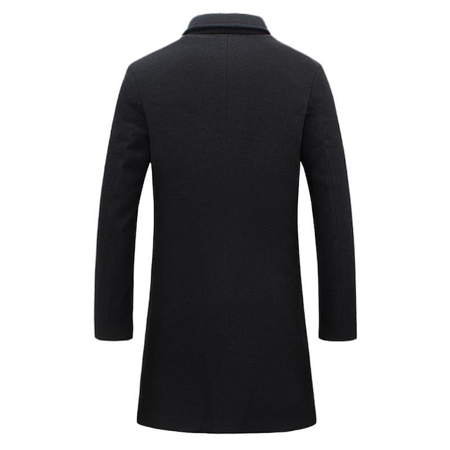 Men's Overcoat Winter Coat Business Casual Fall Wool Clothing Apparel Basic Solid Colored Stand Collar Single Breasted Outerwear