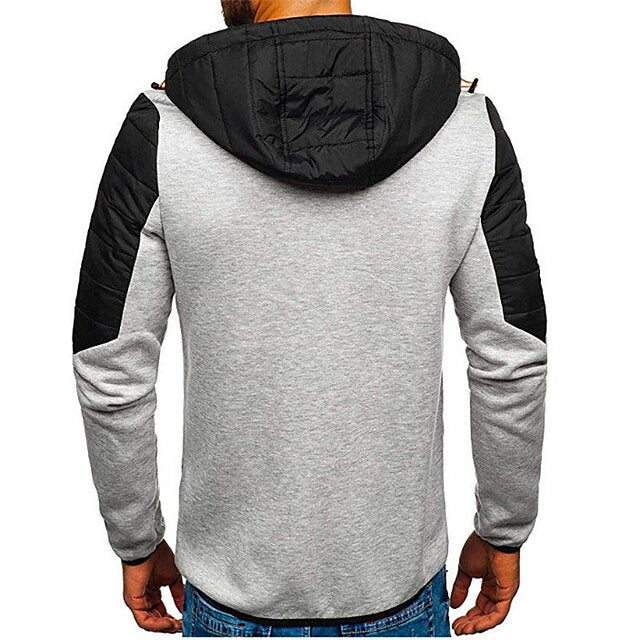 Men's Hoodie Full Zip Hoodie Jacket Outerwear Black Navy Blue Gray Hooded Color Block Patchwork Sports & Outdoor Daily Holiday Streetwear Cool Casual Fall & Winter Clothing Apparel Hoodies