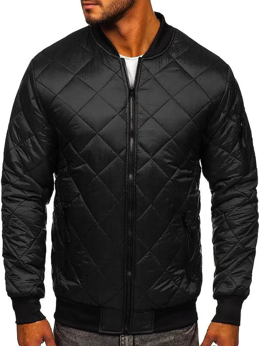 Men's Puffer Jacket Winter Jacket Quilted Jacket Winter Coat Padded Warm Casual Solid Color Outerwear Clothing Apparel Classic & Timeless Navy Wine Red ArmyGreen