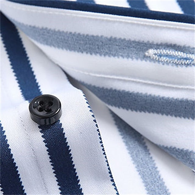 Men's Dress Shirt Black White Yellow Long Sleeve Striped Turndown Spring &  Fall Wedding Outdoor Clothing Apparel Button-Down