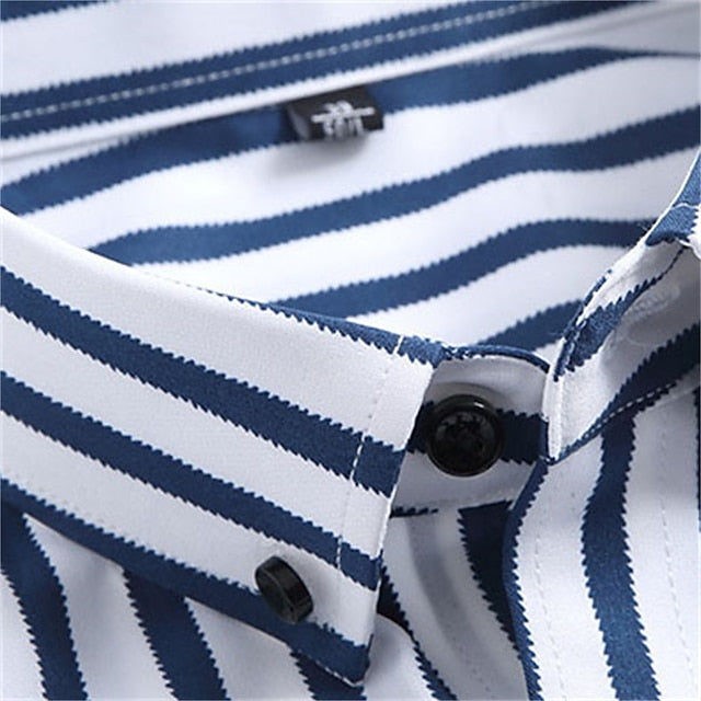 Men's Dress Shirt Black White Yellow Long Sleeve Striped Turndown Spring &  Fall Wedding Outdoor Clothing Apparel Button-Down