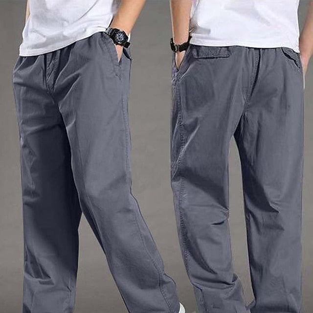 Men's Trousers Casual Pants Pocket Straight Leg Solid Color Comfort Warm Daily Holiday Going out Sports Fashion Black Yellow Micro-elastic