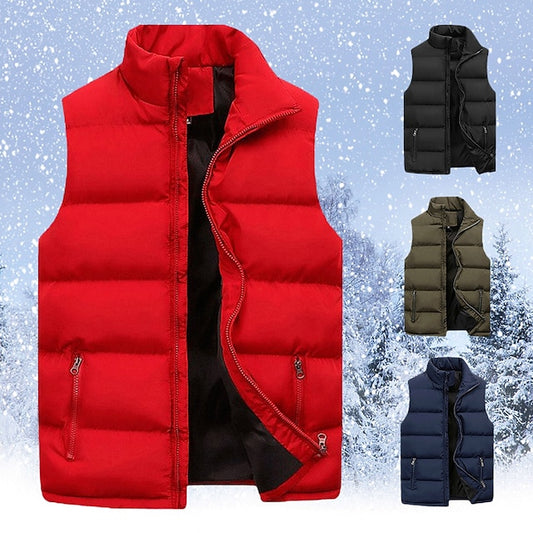 gilet outerwear men's lightweight softshell vest windproof quilted puffer sleeveless jacket outdoor stand collar vest jacket stylish red navy blue green black