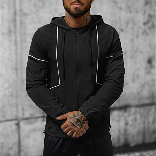 Men's Hoodie Outerwear Quarter Zipper Hoodie Black Navy Blue Gray Hooded Plain Patchwork Sports & Outdoor Daily Holiday Streetwear Cool Casual Spring &  Fall Clothing Apparel Hoodies Sweatshirts