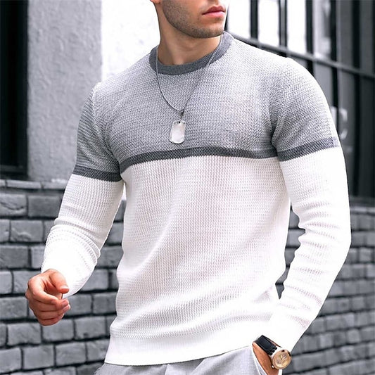 Men's Sweater Pullover Sweater Jumper Ribbed Knit Cropped Knitted Color Block Crew Neck Keep Warm Modern Contemporary Work Daily Wear Clothing Apparel Fall & Winter Black Yellow S M L